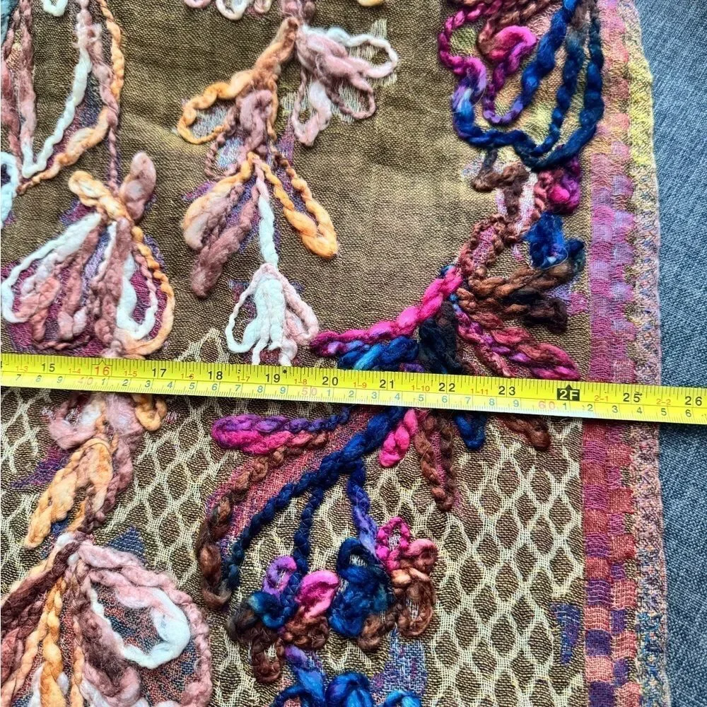 Floral Embroidered Women's Cotton Blend, Texture Embroidered Scarf/Wrap.
